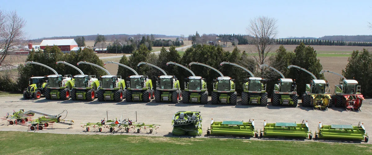 Claas machines lined up