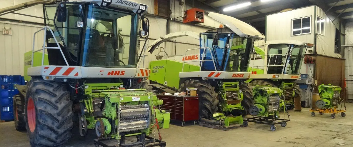 Claas machines lined up